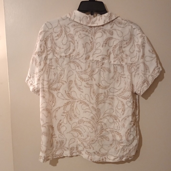 Elegant Cream and Brown Patterned Women's Top - Picture 3 of 5